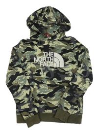 Khaki-černá army mikina s logem a kapucí The North Face