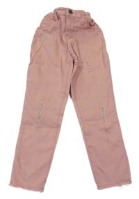 Starorůžové plátěné kalhoty s dírami Denim Co.