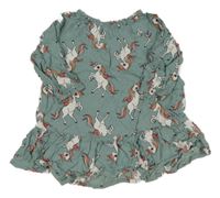 Zelené lehké šaty s jednorožci H&M