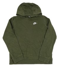 Tmavozelená mikina s logem a kapucí Nike