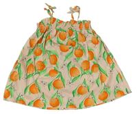 Pudrové plátěné šaty s pomeranči Primark