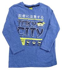 Modré melírované triko s ninjy Kiki&Koko