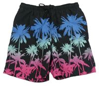 Černo-barevné plážové kraťasy s palmami Primark