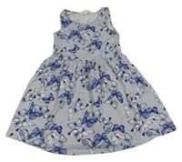 Bílo-modré květované šaty s motýlky H&M
