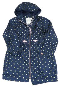 Tmavomodrá šusťáková podzimní parka s citrony a kapucí M&S