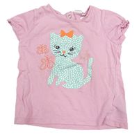 Růžové tričko s kočičkou H&M