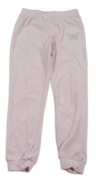 Světlerůžové plyšové tepláky s motýlkem Primark