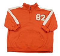 Červeno-bílá mikina s číslem a medvědem zn. Next