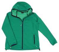 Zelená žebrovaná thermo propínací mikina s kapucí Trollkids