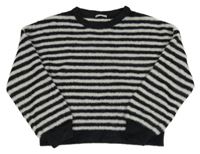 Černo-bílý pruhovaný chlupatý svetr zn.Only