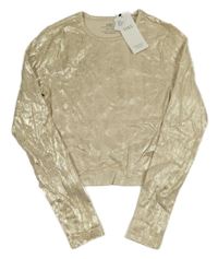 Nové - Zlaté třpytivé žebrované crop triko M&S