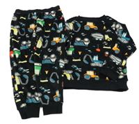Černé plyšové pyžamo s auty F&F