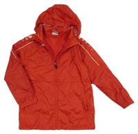 Červená šusťáková jarní bunda s logem a kapucí Jako