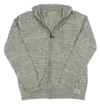 Šedý melírovaný propínací svetr H&M