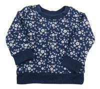 Tmavomodro-bílá květovaná mikina Primark