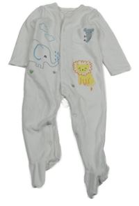 Bílý sametový overal se zvířátky 