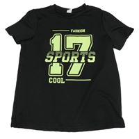 Černé sportovní tričko s číslem a nápisy Shein