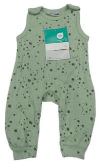 Nové - Zelené žebrované laclové tepláky s hvězdami Ergee