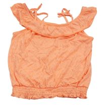 Korálovo-bílý vzorovaný top s volánkem Yigga