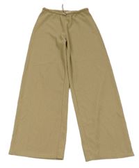 Béžové žebrované palazzo kalhoty Zara