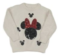 Pudrový chlupatý svetr s Minnie Disney