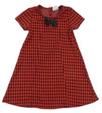 Červeno-černé kostkované šaty s mašlí Topolino