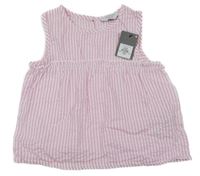 Nové - Bílo-růžový pruhovaný top Primark
