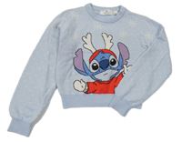 Světlemodrý crop svetr se Stichem H&M