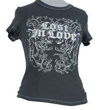 Dámské tmavošedé crop tričko s potiskem H&M