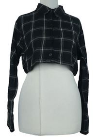 Dámská černá kostkovaná crop halenka H&M
