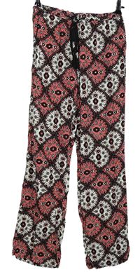 Dámské černo-růžové vzorované volné kalhoty Dorothy Perkins 
