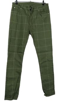 Pánské khaki kostkované skinny rifle Asos vel. 34/34