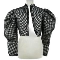 Dámské černo-bílé vzorované crop sáčko s nabíranými rukávy 