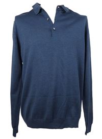 Pánský tmavomodrý vlněný svetr s límečkem M&S