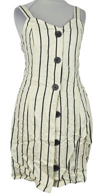 Dámské smetanovo-černé pruhované propínací šaty River Island 