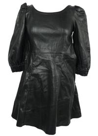 Dámské černé koženkové šaty Topshop 