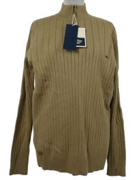 Nové - Pánský béžový žebrovaný svetr se stojáčkem