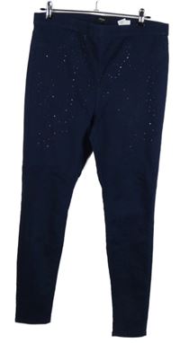 Dámské tmavomodré džegíny s kamínky Denim 