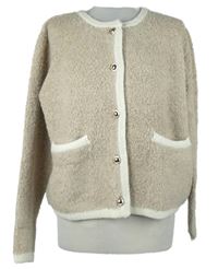 Dámský béžovo-bílý propínací svetr 