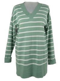Dámská světlezeleno-bílá pruhovaná svetrová tunika Papaya 
