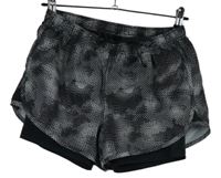 Dámské šedo-černé vzorované sportovní dvojité kraťasy Crivit 