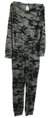 Dámský šedo-černý army úpletový overal 