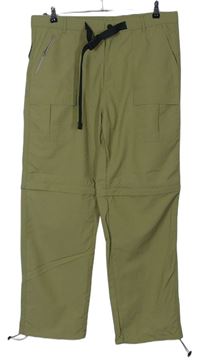 Pánské olivové šusťákové kalhoty s páskem vel. 38