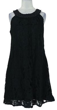 Dámské černé krajkové šaty s korálky F&F