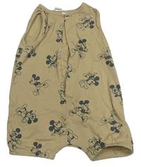 Hnědý teplákový kraťasový overal s Mickey Mousem H&M