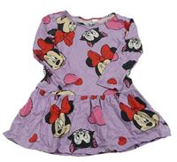 Fialové bavlněné šaty se srdíčky a Minnie H&M