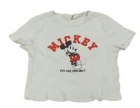 Bílé žebrované crop tričko s Mickey Mousem H&M