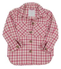 Růžovo-bílá kostkovaná košilová bunda Matalan