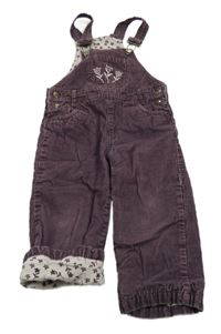 Lilkové laclové podšité manšestráky s kytičkami Impidimpi