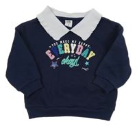 Tmavomodrá mikina s nápisem a límcem Kiki&Koko